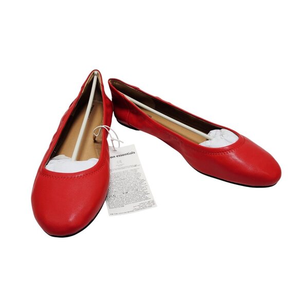 Womens Red Essentials Ballet Flats Size Size 14W Faux Leather Slip-On - Picture 4 of 9